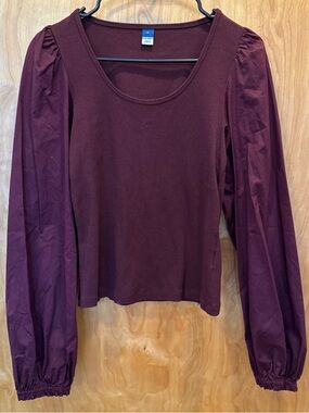 Old Navy Burgundy Puff-Sleeve Long Sleeve Top